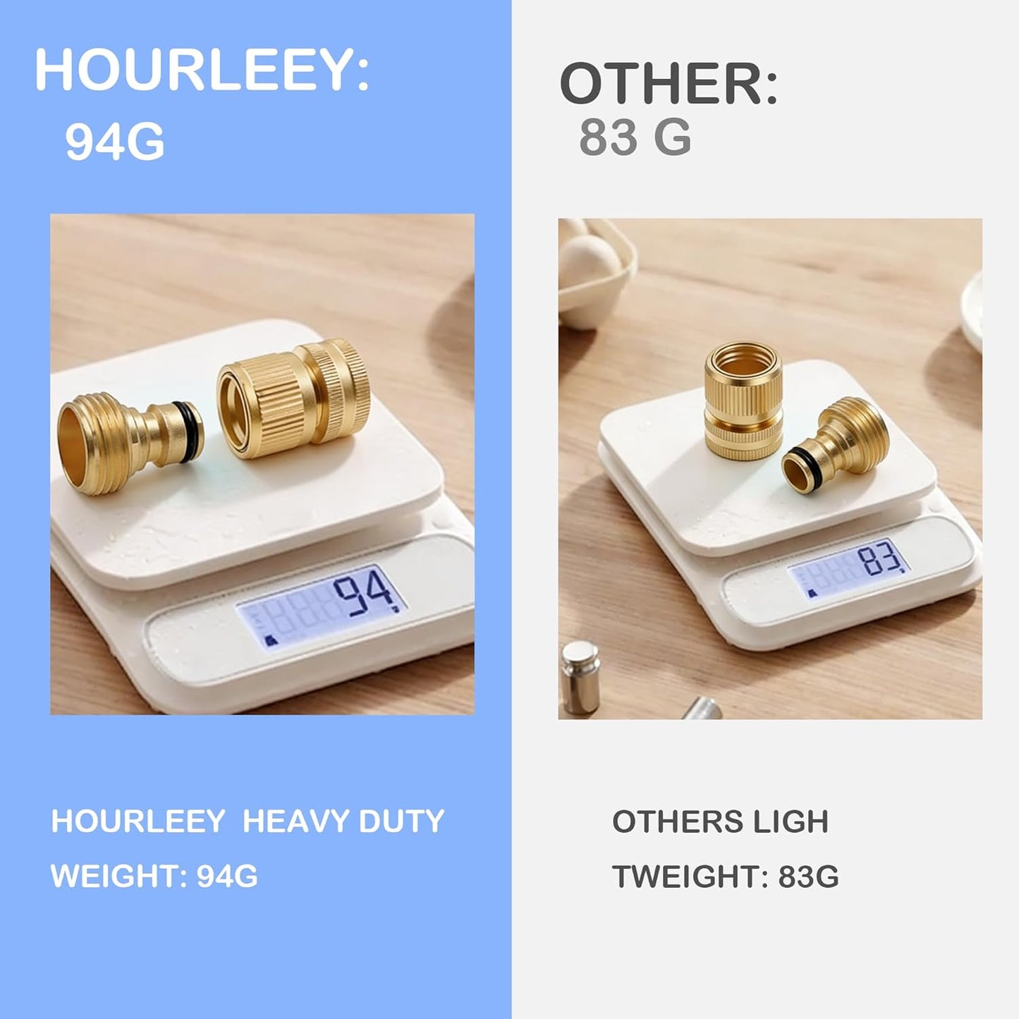 Garden Hose Quick Connector, Solid Brass 3/4 Inch GHT Thread Garden Quick Connect Kit, Male and Female No-Leak Water Hose Fittings (4 Set)