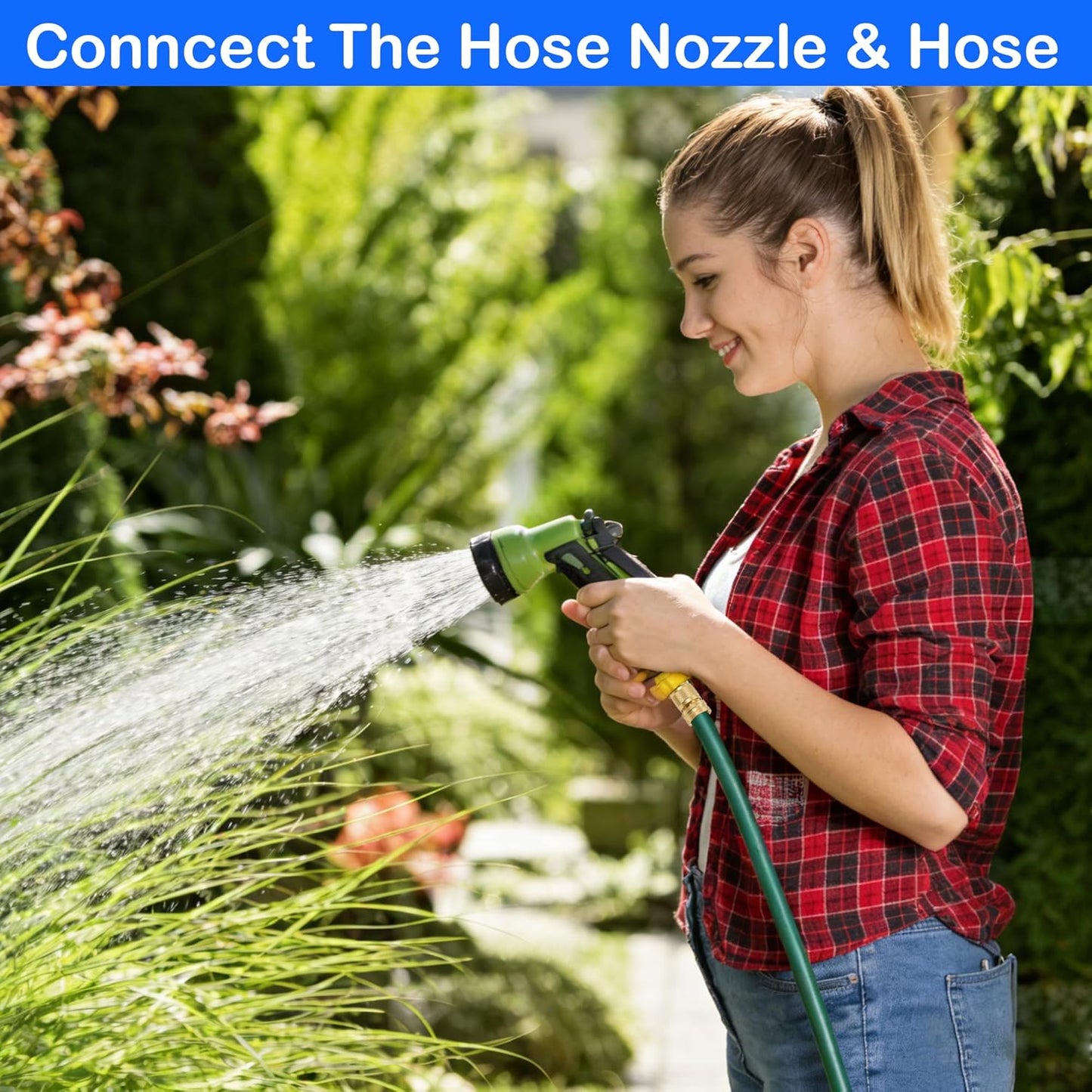 Garden Hose Quick Connector, Solid Brass 3/4 Inch GHT Thread Garden Quick Connect Kit, Male and Female No-Leak Water Hose Fittings (4 Set)