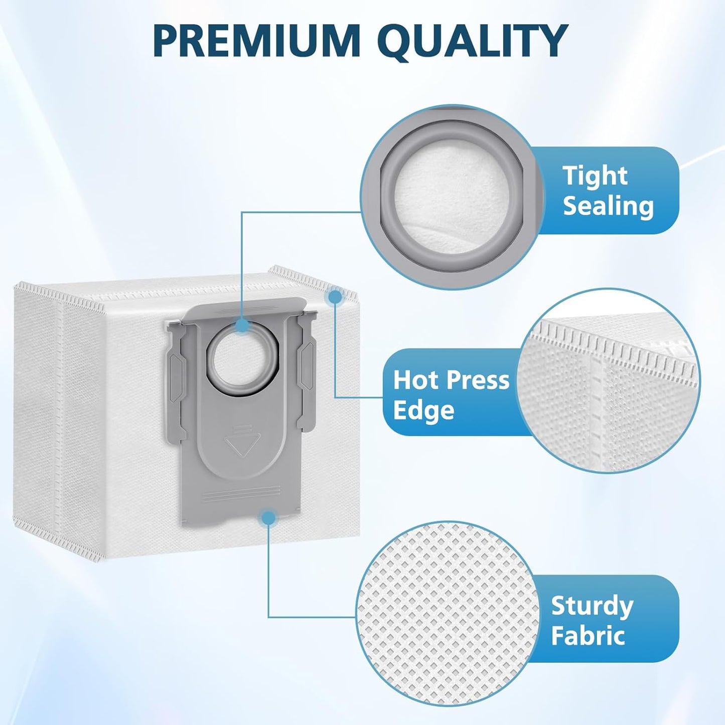 16 Packs Q10 Q7 Q5 Bag Replacement for Roborock Q10 S5+, Q7 M5+, Q5 Max+, 3.6L Vaccum Bag for Q10 X5+, Q5+, Q5 Pro+, Q8 Max+, Q7+, Q7 Max+, S8+, S8 Pro Ultra, S7 Pro Ultra, S7 MaxV Ultra