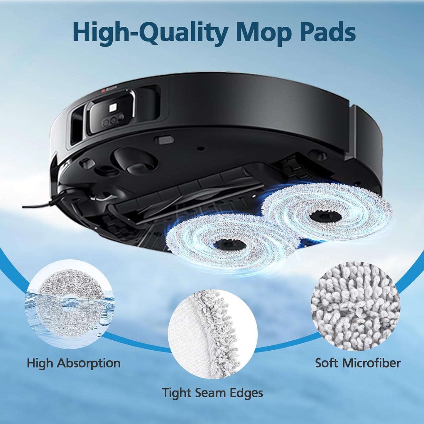 6-Pack Mop Pads for Dreame L40 Ultra/X40 Ultra/X50 Ultra/L50 Ultra/L10S Ultra/ L10s Pro Ultra Heat/L10S Ultra Gen2/L40S Ultra/X30 Ultra/L10 Ultra Robot Vacuum, Washable Microfiber Replacement Pads