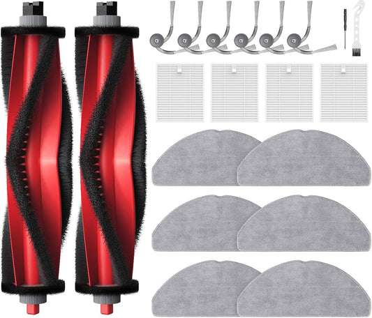 Replacement Parts Accessories Compatible with Roborock Q7 M5+/ Q7 M5/ Q7 L5/ Q7 L5+ Robot Vacuum Cleaner, 2 Roller Brushes, 6 Mop Pads, 6 Side Brush, 4 Filters, 1 Cleaning Brush & 1 screwdriver