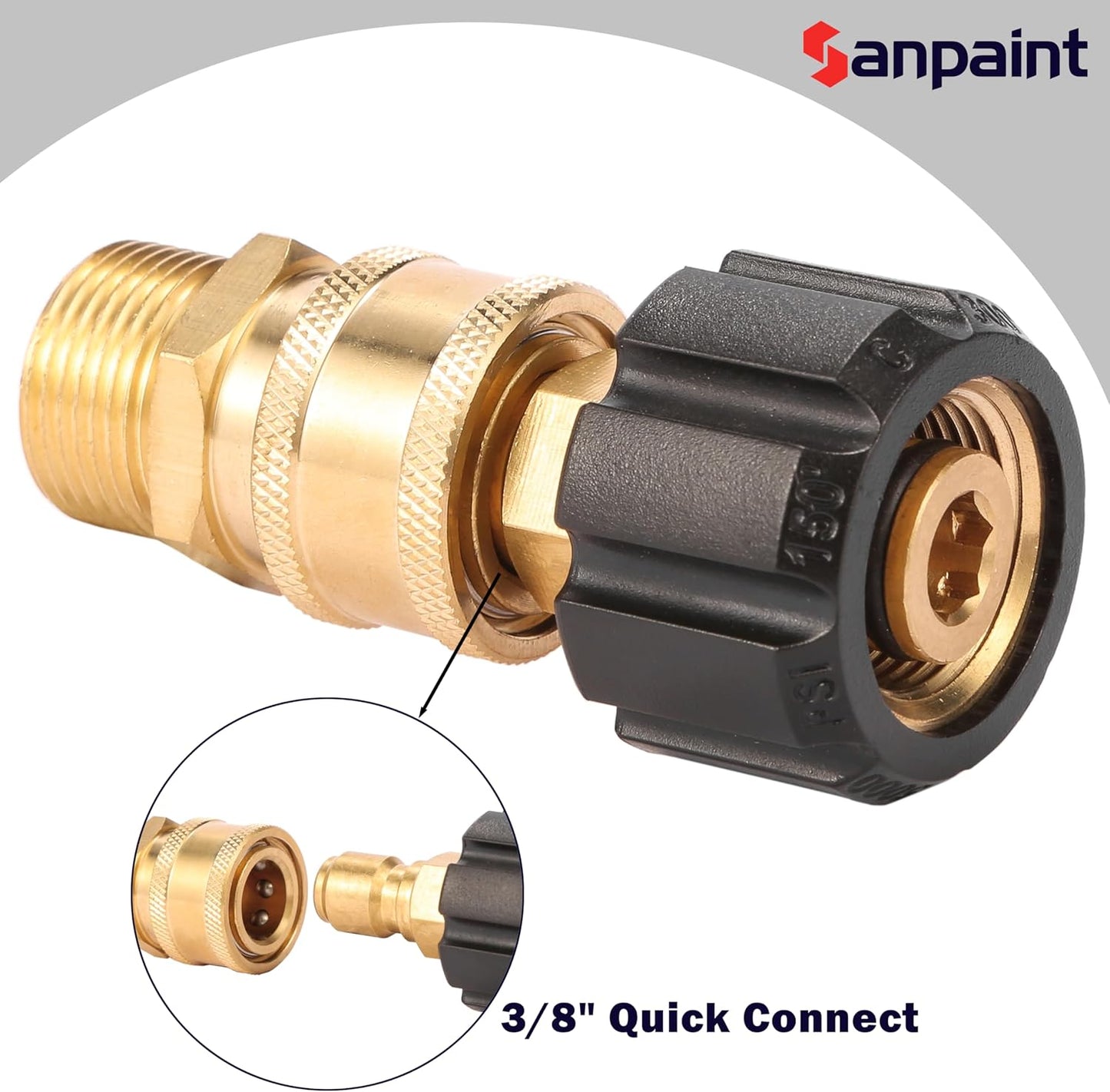 Pressure Washer Quick Connect Fittings, Quick Connect Kit M22 14mm to 3/8 Inch, 2 Pieces