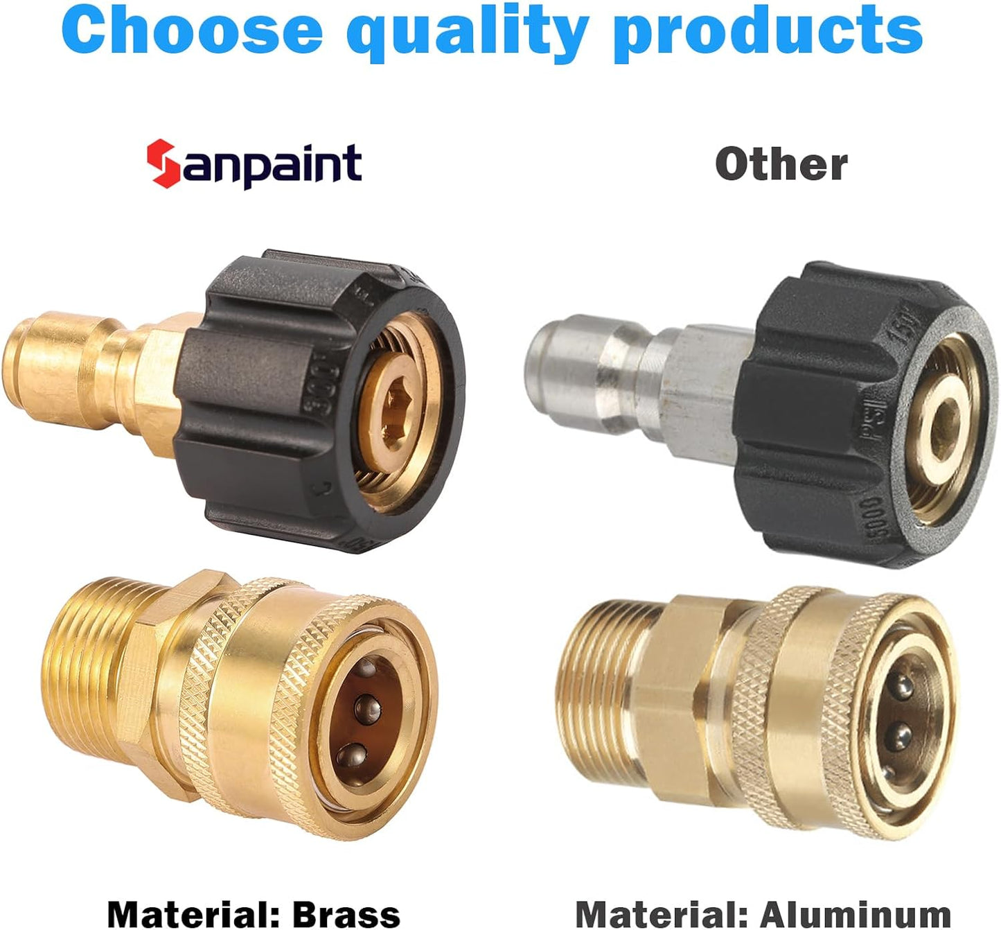 Pressure Washer Quick Connect Fittings, Quick Connect Kit M22 14mm to 3/8 Inch, 2 Pieces