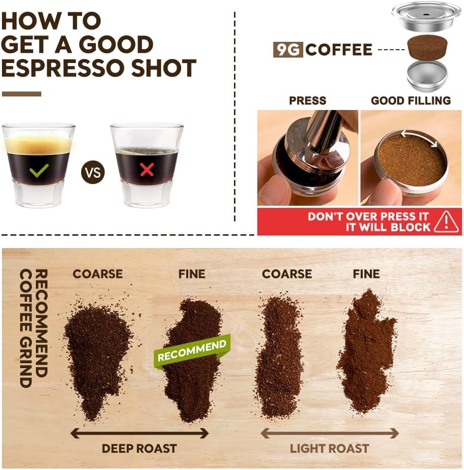 Reusable Coffee Capsule, Stainless Steel Refillable Coffee Pod Brewing Espresso 230ML/8OZ，V-ertuoline Metal Pod Coffee Pod Compatible for Ne-spreso Ver-tuoline GCA1 De-longhi ENV135S