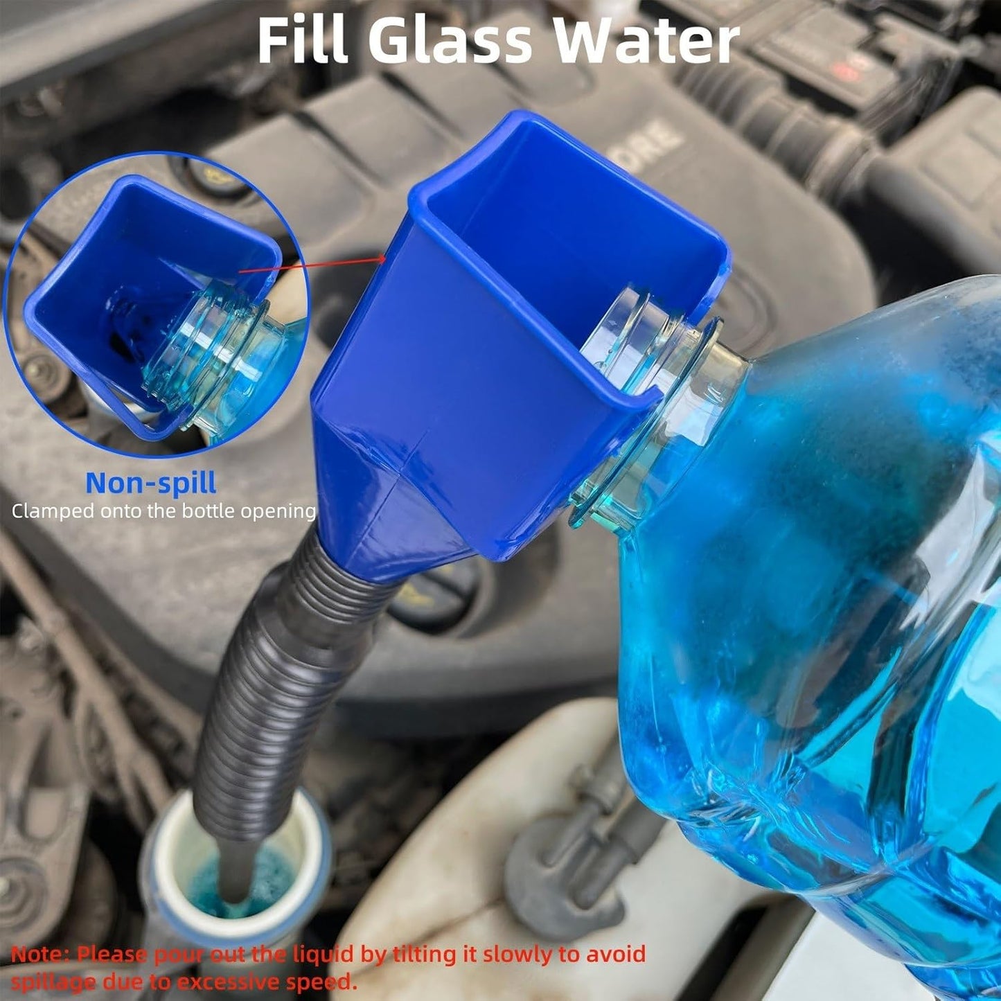 Funnels for Automotive Use,2pcs Retractable Auto Fuel Funnel for Oil Change,Filling Water,Gasoline,Coolant in Cars