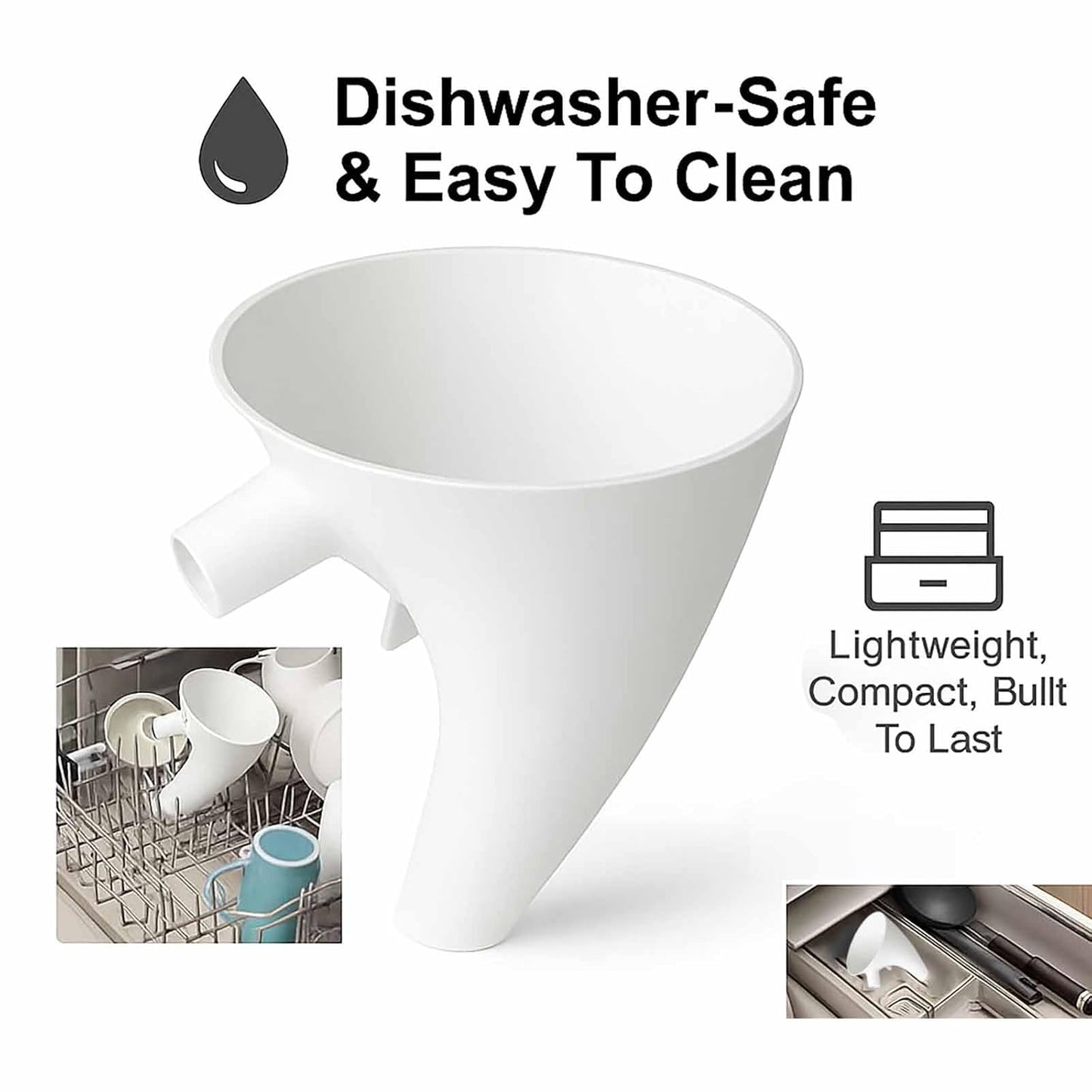 Funnel for Kitchen Aid Mixer, Kitchen Aid Accessories and Attachments, Pouring Chute for Kitchid Mixer, Fits Tilt-Head 4.5–5 Qt (KSM150), Durable Dishwasher-Safe Baking Tool
