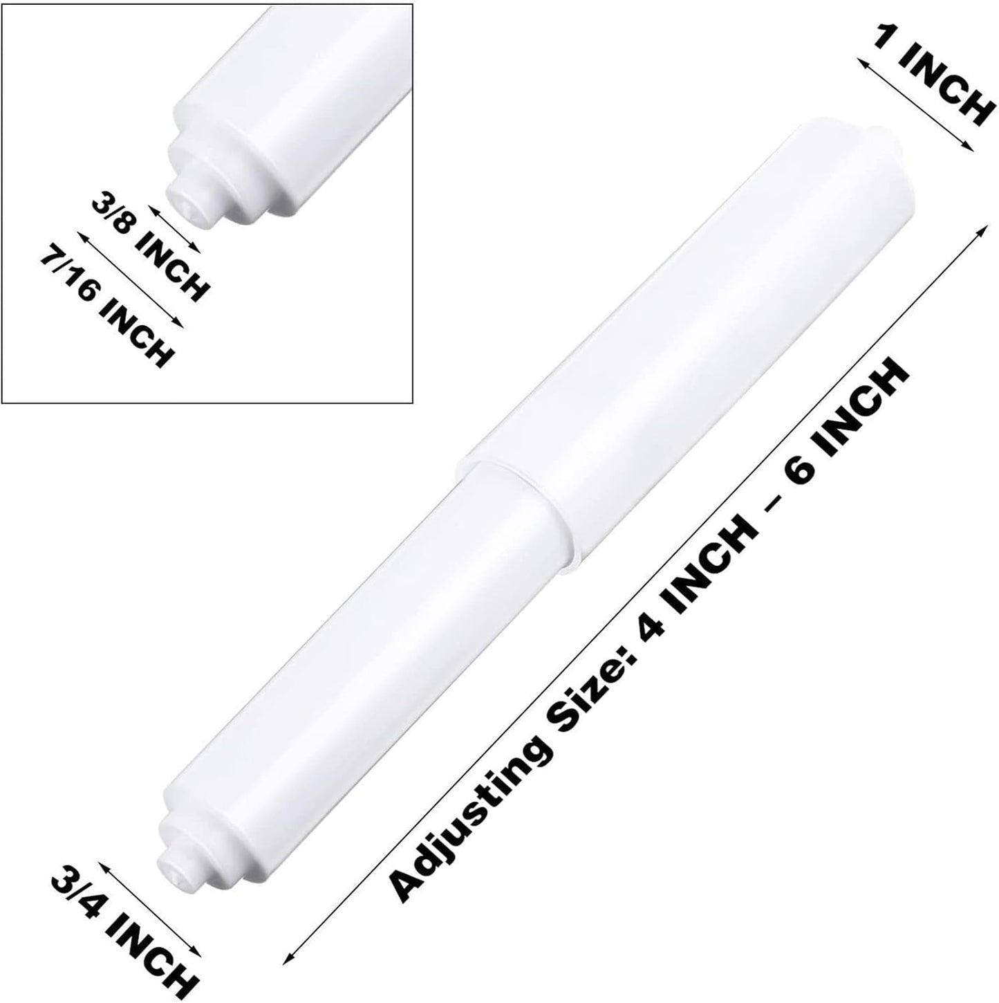 2 Pcs Universal Toilet Paper Holder Replacement Rod Spring Loaded Plastic Retractable Paper Replacement Rod Toilet Tissue Roll Holder Insert for Bathroom Home Fixture Accessories(White)
