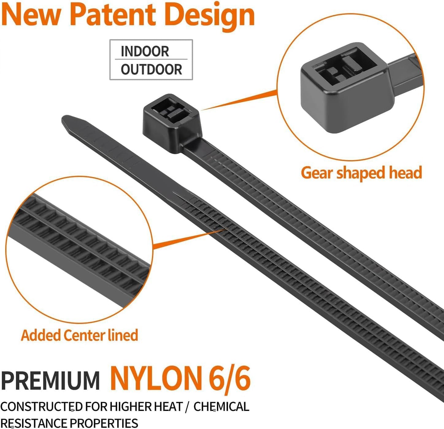 18 Inch Black Zip Ties Heavy Duty 100 Pack Long Cable Ties, 300 LBS Ultra Strong Tensile Strength, Self-Locking UV Resistant for Indoor and Outdoor Use