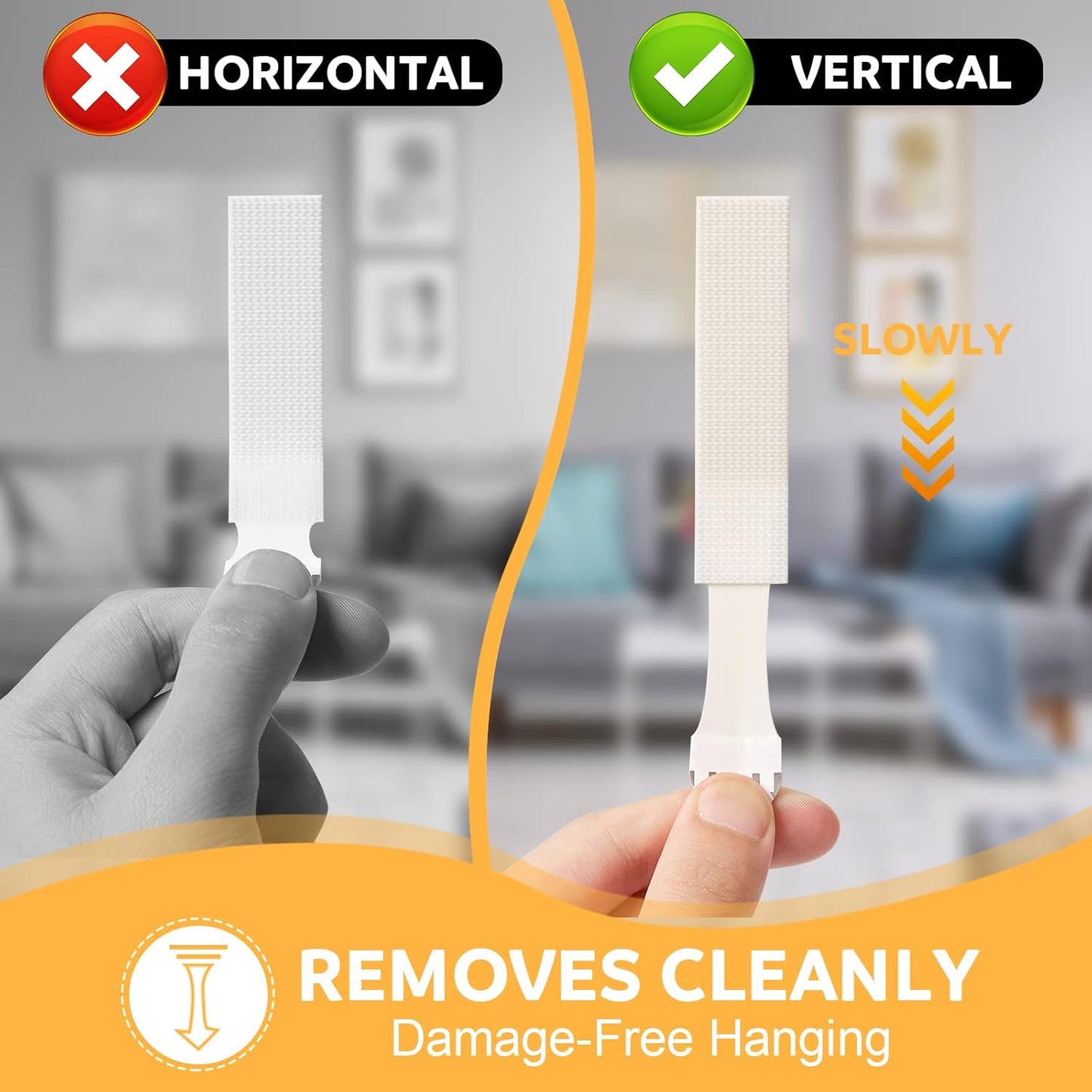 Medium Picture Hanging Strips Heavy Duty,20-Pairs(40 Strips) Sticky Picture Hangers for Walls Hanging Without Nail,Damage Free No Nails Refill Adhesive Poster Frame Mounting, White