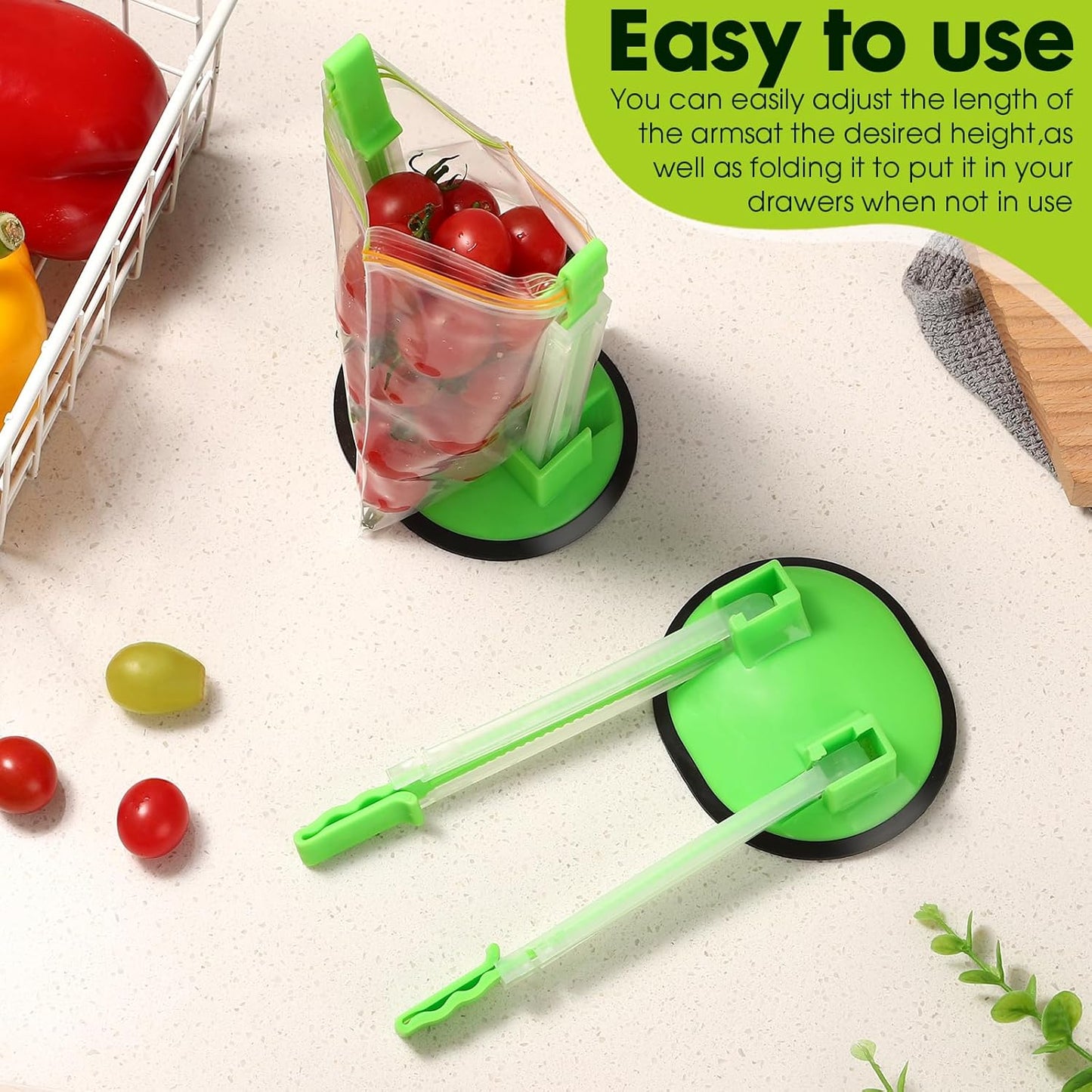 Baggy Rack Holder for Food Meal Prep,Plastic Freezer Bag Holder Stand for Filling, Adjustable Food Storage Bag Holders,Gallon Bag Holder (Pack of 4)