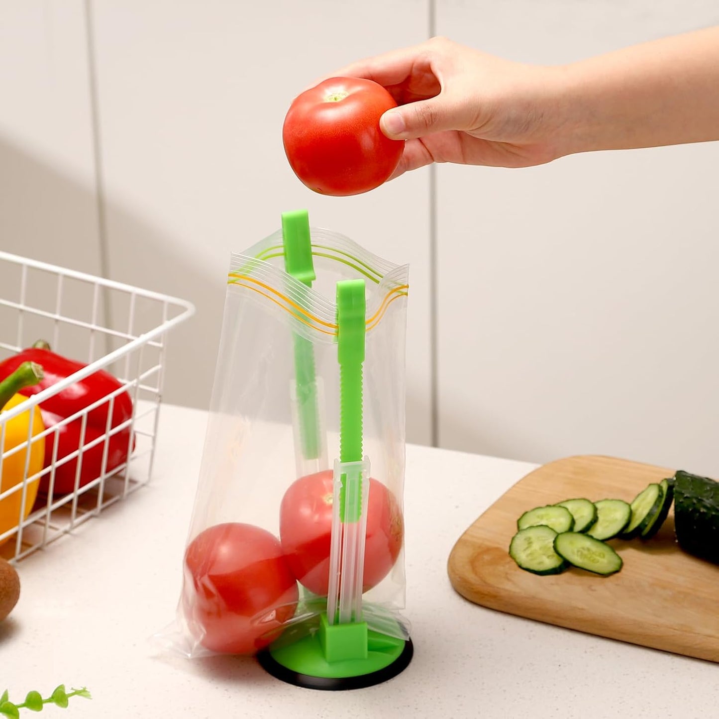 Baggy Rack Holder for Food Meal Prep,Plastic Freezer Bag Holder Stand for Filling, Adjustable Food Storage Bag Holders,Gallon Bag Holder (Pack of 4)