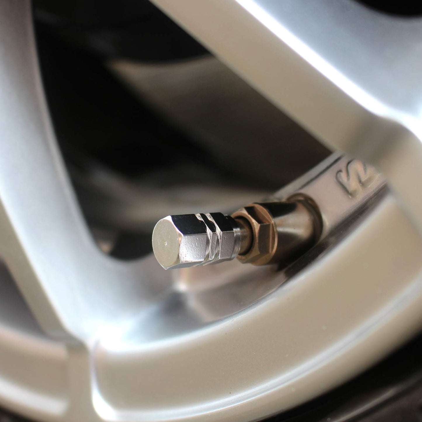 Tire Valve Caps (12 Pack) Heavy-Duty Stem Covers | Dust Proof, with O Rubber Seal | Hexagon Design | Outdoor, All-Weather, Leak-Proof Air Protection | Light-Weight Universal Aluminum Alloy (Silver)