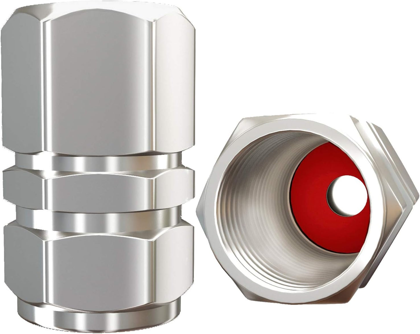 Tire Valve Caps (12 Pack) Heavy-Duty Stem Covers | Dust Proof, with O Rubber Seal | Hexagon Design | Outdoor, All-Weather, Leak-Proof Air Protection | Light-Weight Universal Aluminum Alloy (Silver)