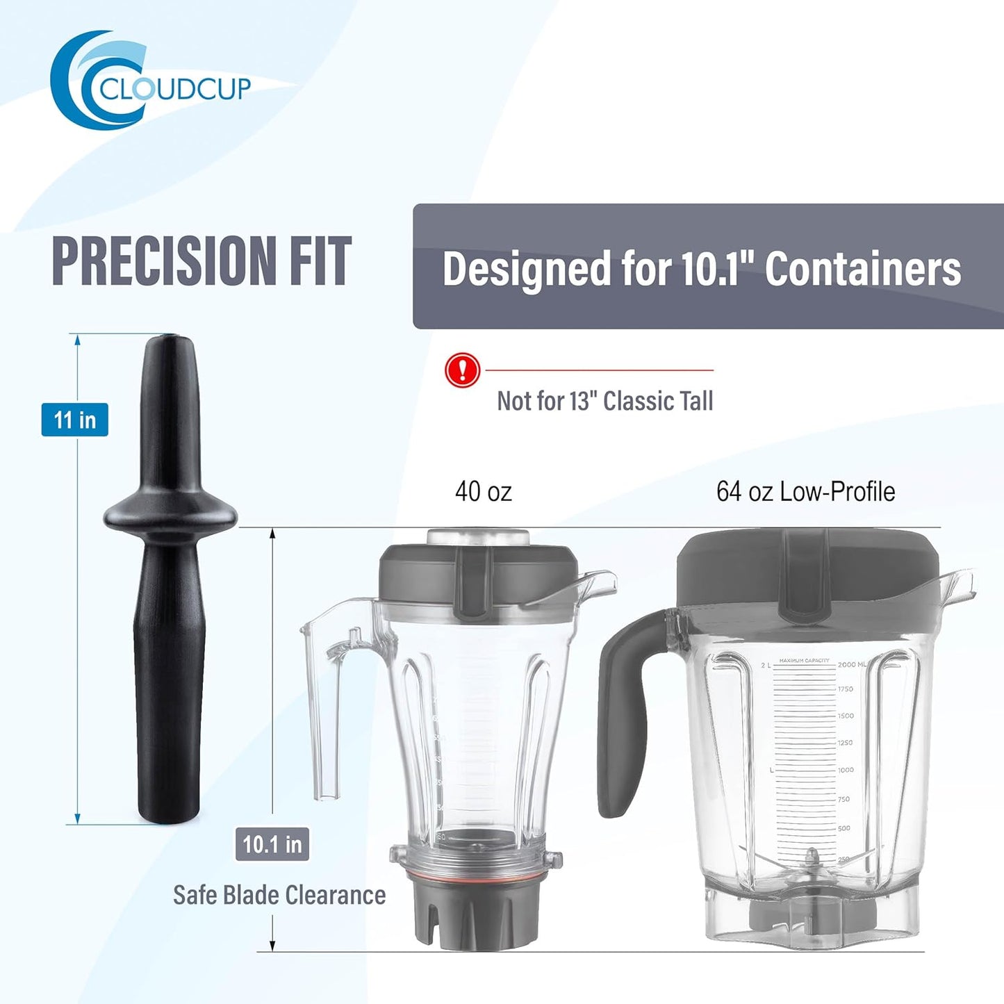 Plunger Replacement Blender Parts for Vitamix Tamper Low Profile Professional Series Pro 750 5300 7500 Blender Parts Accessories, Low Profile Container 64 Oz, 40 Oz