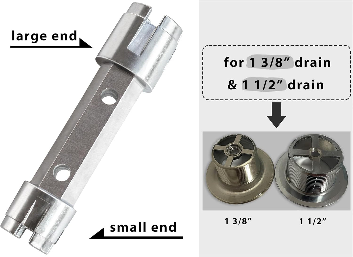 Tub Drain Remover Wrench Removal Tool Dual Ended Dumbell for Bath Drains Heavy Duty Aluminum