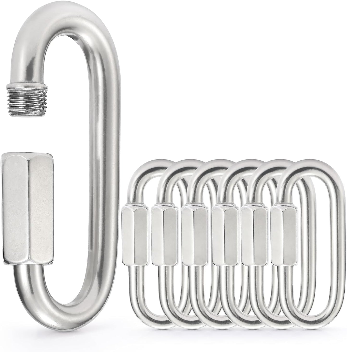 Stainless Steel Chain Quick Links - 304 Stainless Stee Chain Connector, Screw Carabiner, Chain Hooks, Set of 6
