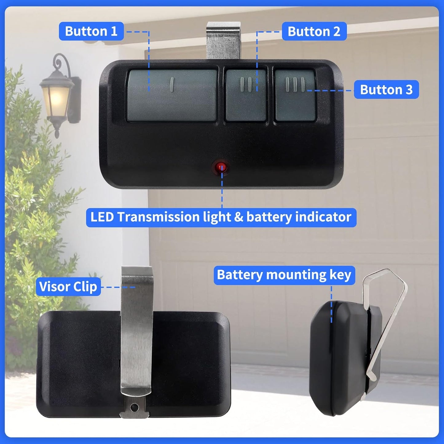 893MAX Garage Door Opener Remote, for LiftMaster/Chamberlain/Craftsman Garage Door Opener, Replaces 893LM G953EV-P2 371LM 373LM 890MAX 971LM 973LM（2 Pack）