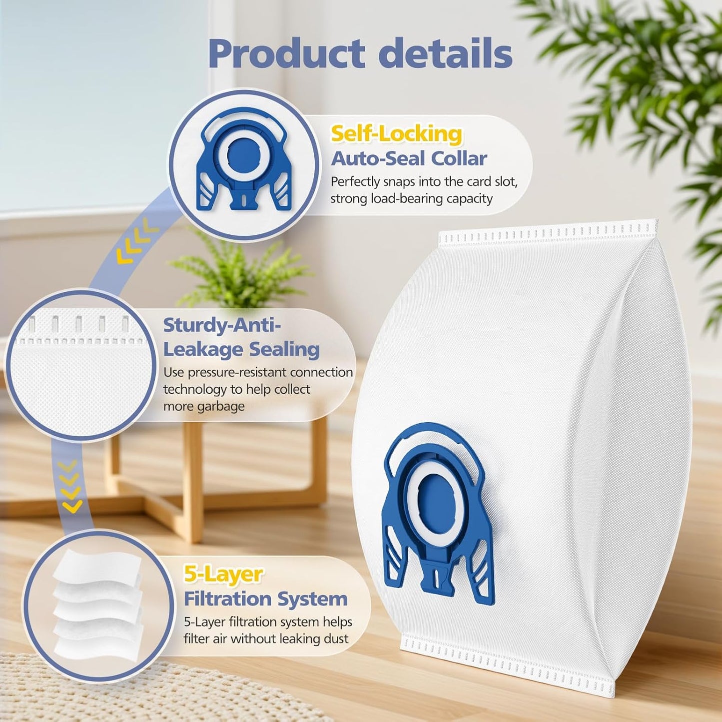 20 Pack 3D Airclean Bags Replacement for Miele GN Vacuum Cleaner Bags for Miele Classic C1 Complete C1 Complete C2 Complete C3 S227 S240 S270 S400 S2 S5 S8 Series