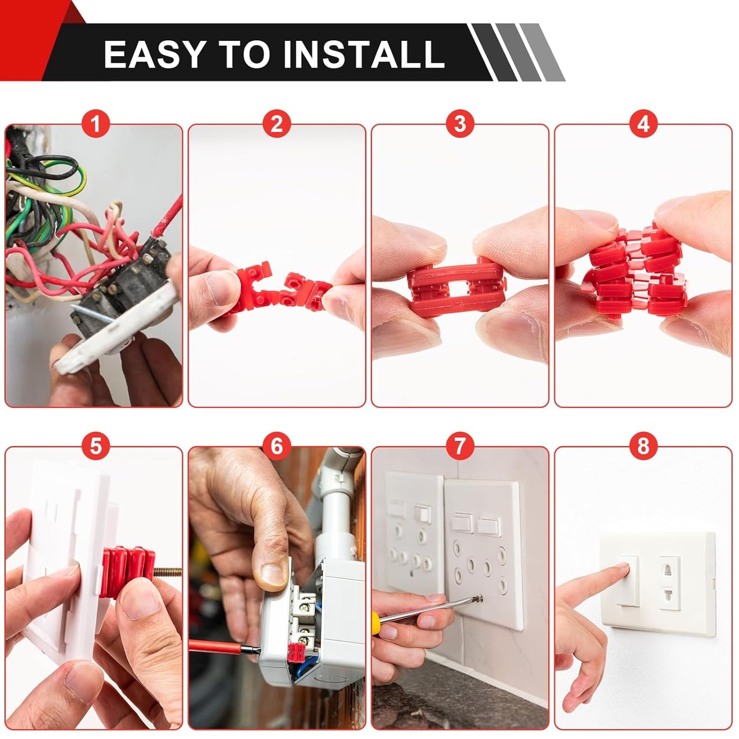 Outlet Spacers for Electrical Box, 48 PCS Spacers for Box Extender Kit, Plastic Wall Plate Spacer, Tile Backsplash Shims for Loose Outlet/Switch Repair (Stackable)
