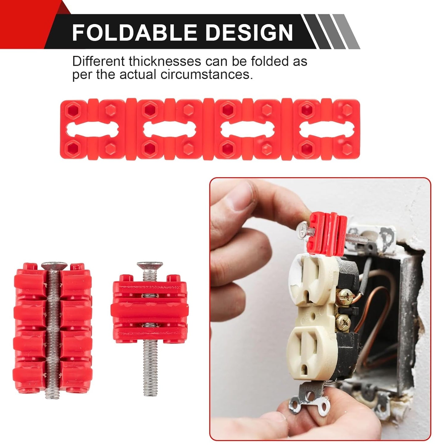 Outlet Spacers for Electrical Box, 48 PCS Spacers for Box Extender Kit, Plastic Wall Plate Spacer, Tile Backsplash Shims for Loose Outlet/Switch Repair (Stackable)