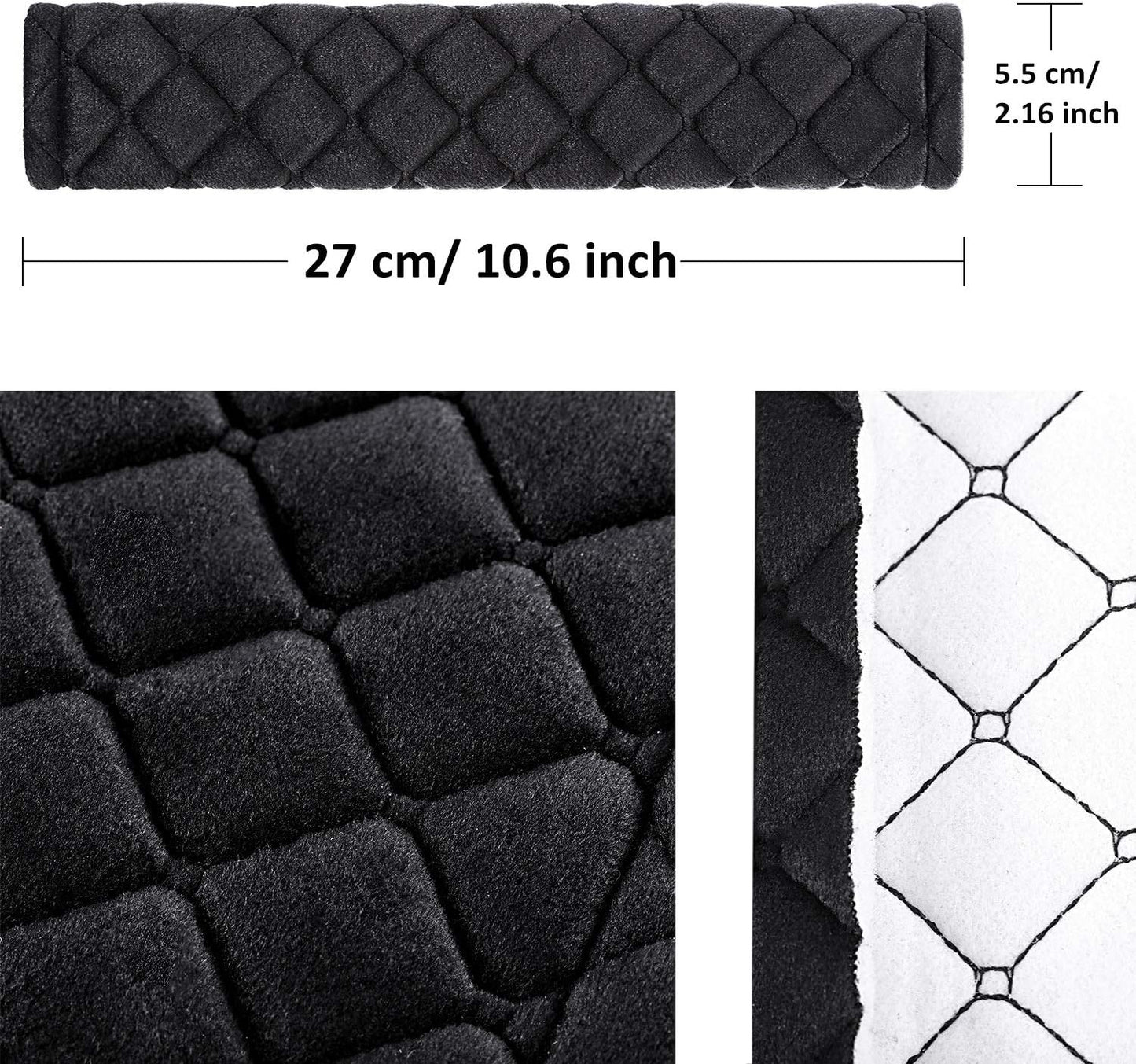 4 Pack Seat Belt Cover Extra Long Seat Belt Pads for Car Soft Comfort Shoulder Strap Covers Harness Pads Helps Protect Your Neck and Shoulder(10.6 Inch,Black)