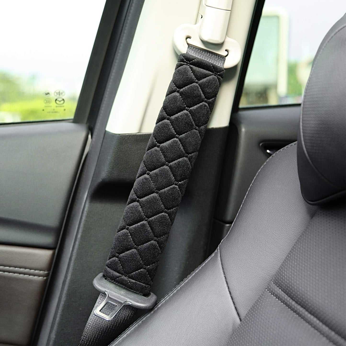 4 Pack Seat Belt Cover Extra Long Seat Belt Pads for Car Soft Comfort Shoulder Strap Covers Harness Pads Helps Protect Your Neck and Shoulder(10.6 Inch,Black)