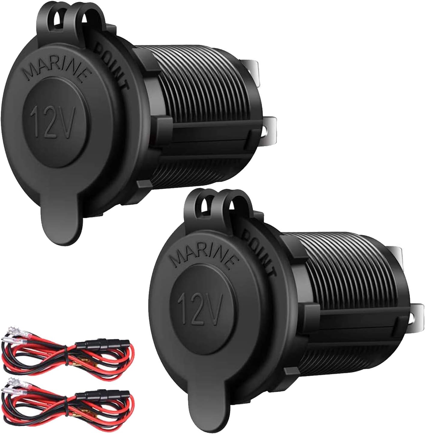 12V Cigarette Lighter Socket, 2 Pack Car Marine Motorcycle ATV RV Lighter Power Outlet Socket Replacement 12 Volt Waterproof Plug by