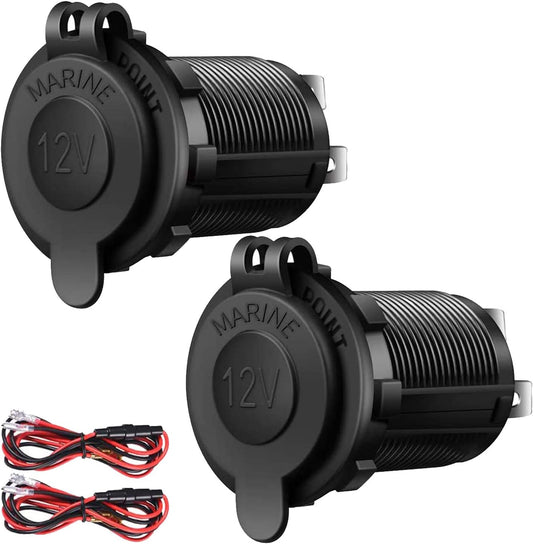 12V Cigarette Lighter Socket, 2 Pack Car Marine Motorcycle ATV RV Lighter Power Outlet Socket Replacement 12 Volt Waterproof Plug by