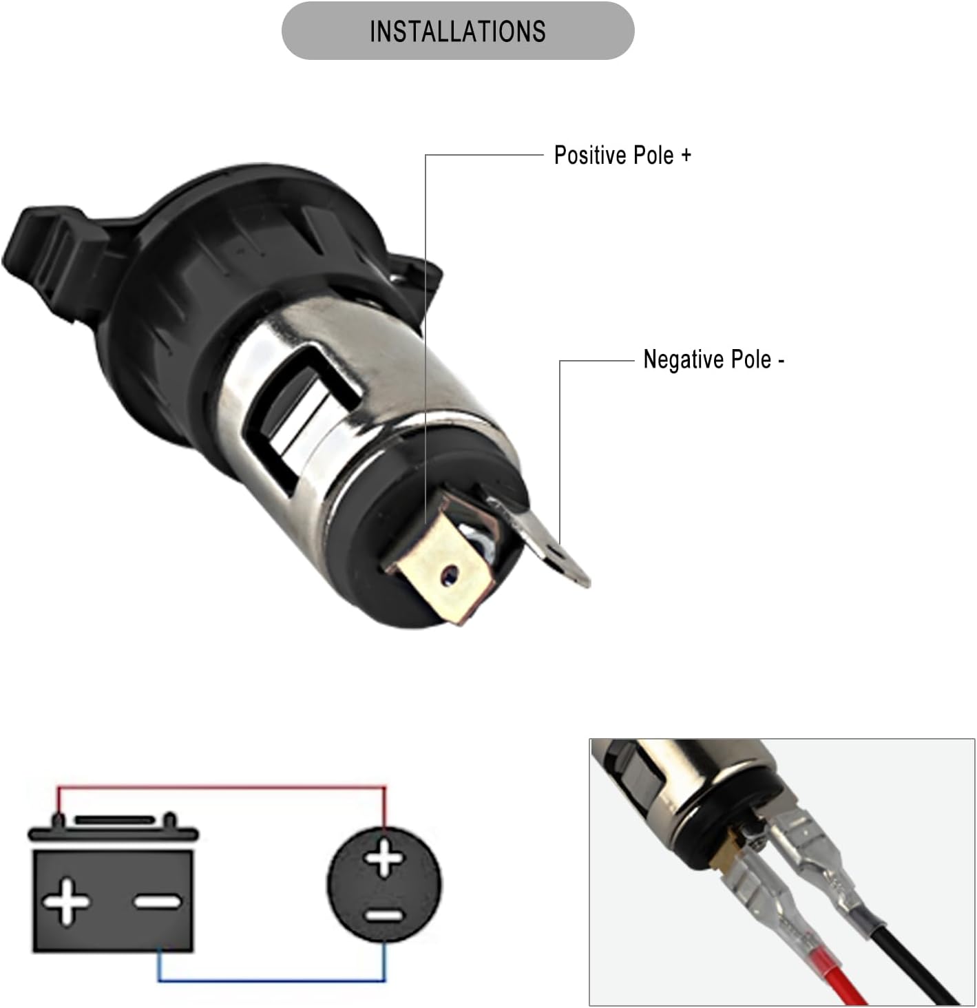 Cigarette Lighter Socket, DC 12V Car Cigarette Lighter,12 Volt Female Power Outlet Socket Replacement with Cover Wiring Harness Waterproof for Automotive Truck RV Boat(2 Pack)