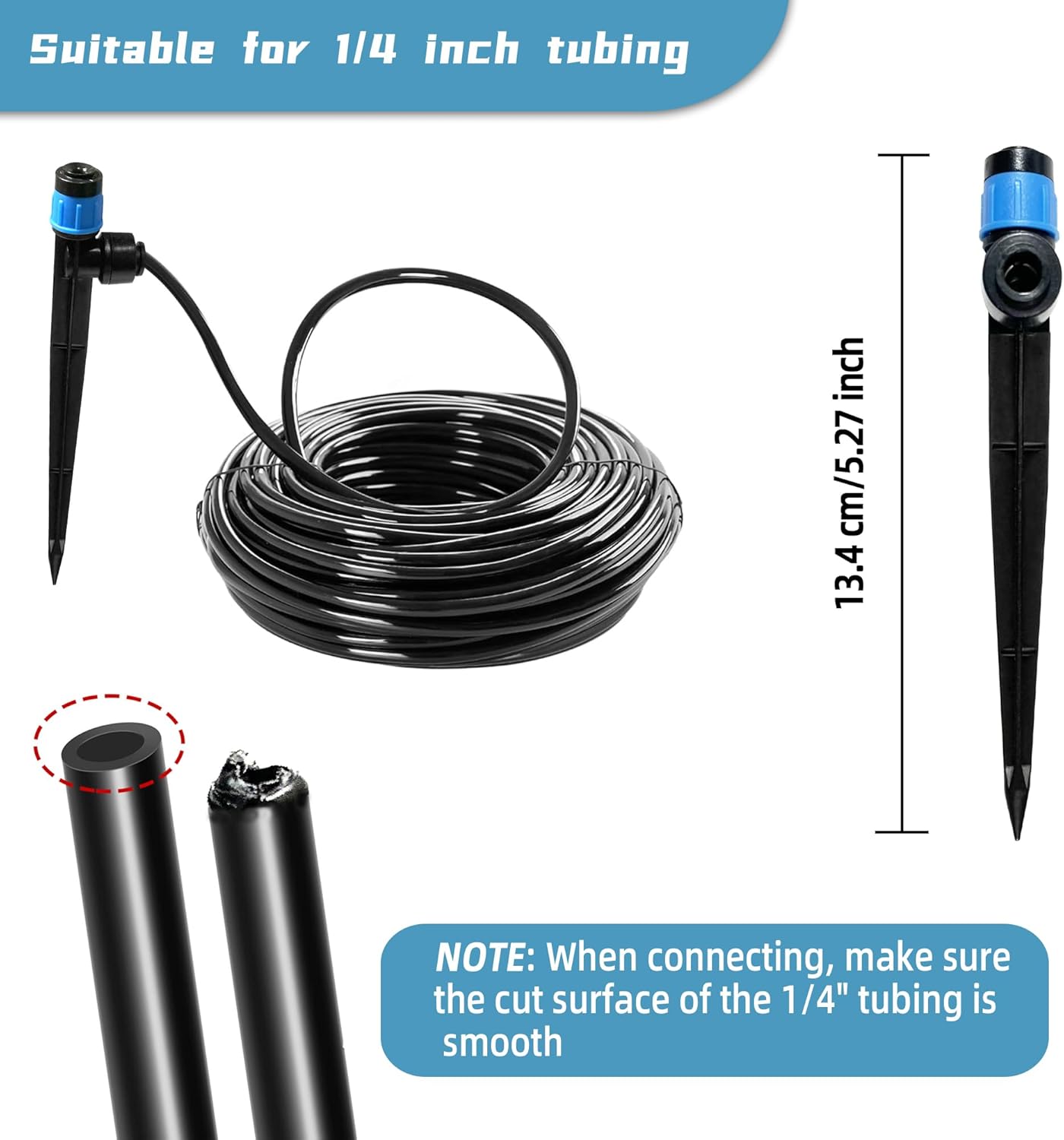 30PCS Push-to-Fit Drip Irrigation Emitters for 1/4 inch Irrigation Tubing, Adjustable 360 Degree Vortex Drip Emitters with Stake, Irrigation Dripper Sprinklers for Drip Irrigation System