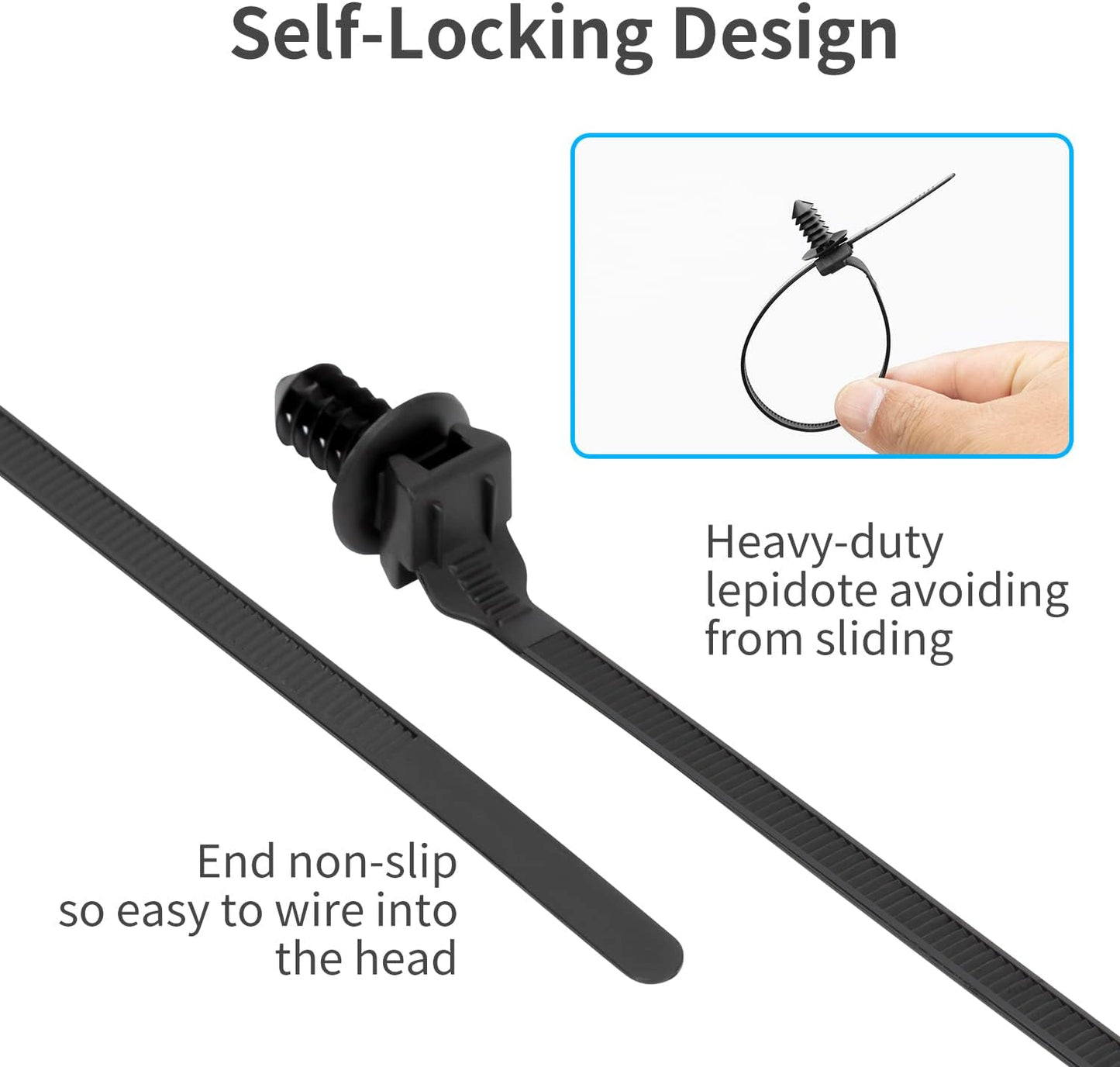 100PCS Fir Tree Nylon Push Mount Zip Ties, Heavy Duty Wire Ties, 2 in 1 Self Locking UV Resistant Assortment for Indoor Wire Tying (8.3"x0.22")