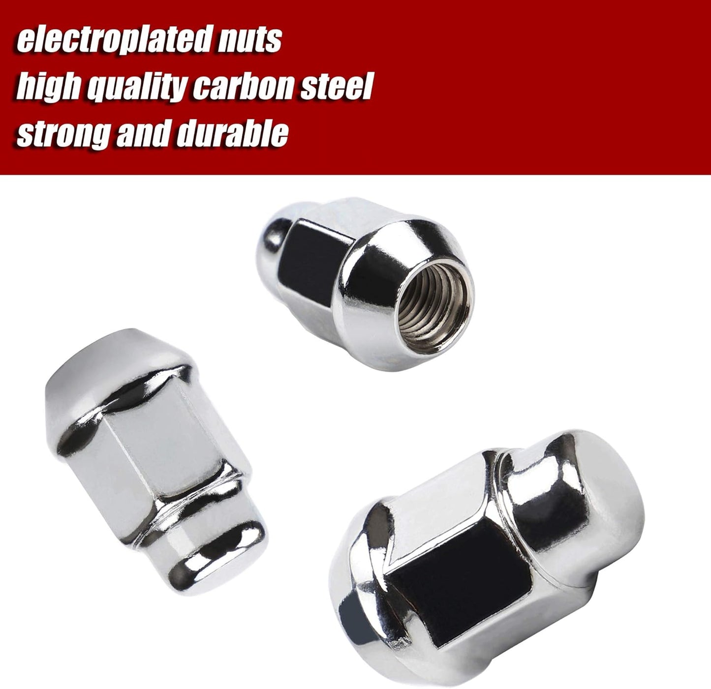 12x1.5 Wheel Lug Nuts, 20PCS Chrome 12mmx1.5 Closed End Bulge Acorn Lug Nut, Cone Seat, 19mm Hex Aftermarket Wheels