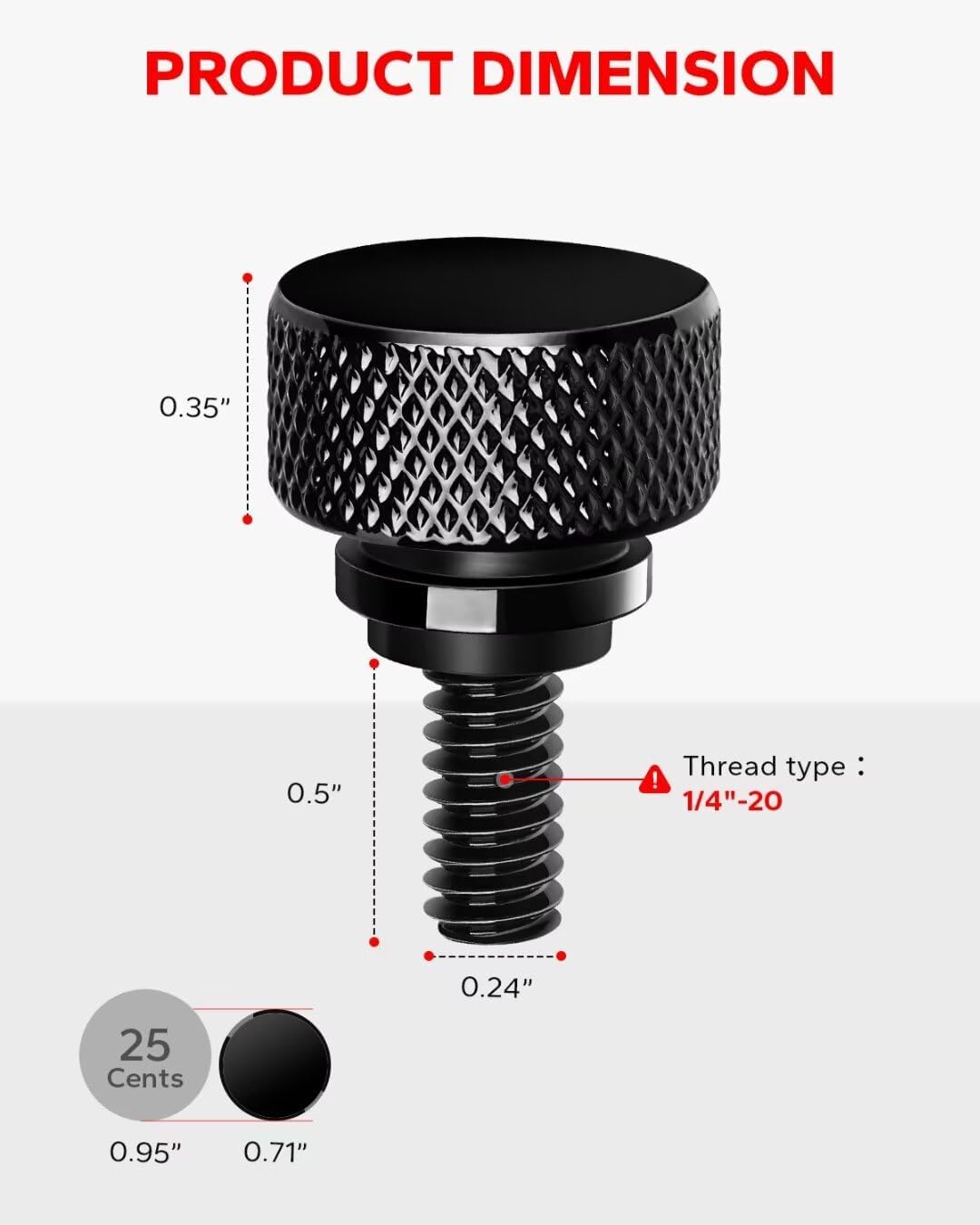 Gloss Black 304 Stainless Steel Seat Bolt Screw Compatible with Harley Davidson 1996-2025