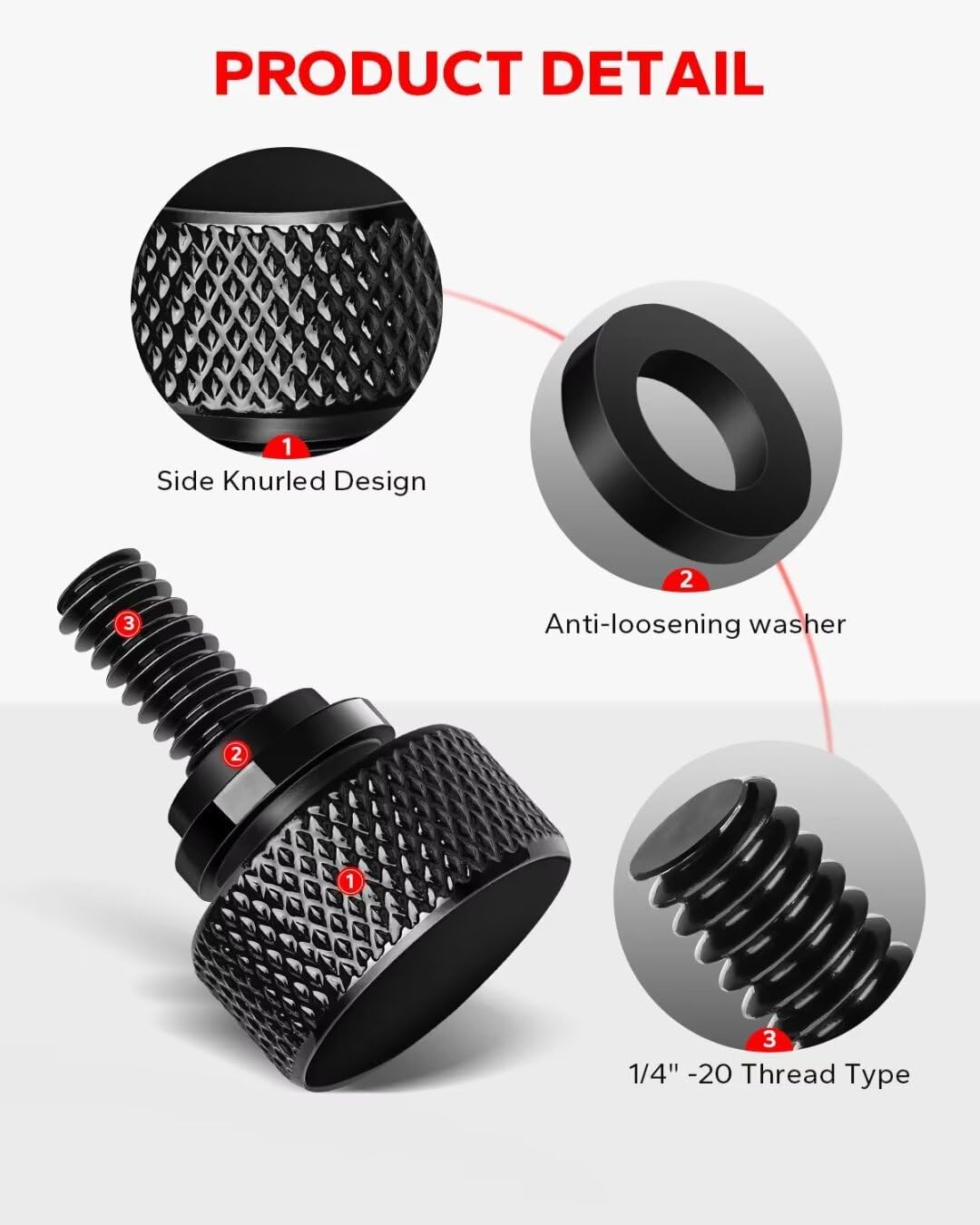 Gloss Black 304 Stainless Steel Seat Bolt Screw Compatible with Harley Davidson 1996-2025