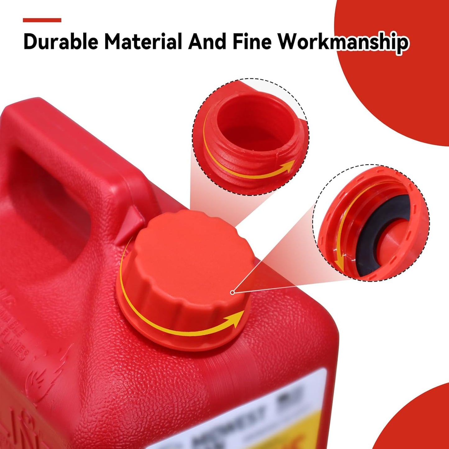 5 Gallon Gas Can Cap Replacement, Coarse Thread Gas Cap for Gasoline, Portable Gas Tank Lid for 5+ Gallon Plastic and Metal Gas Cans, Includes Spout Replacement Old Style(Pack of 4)