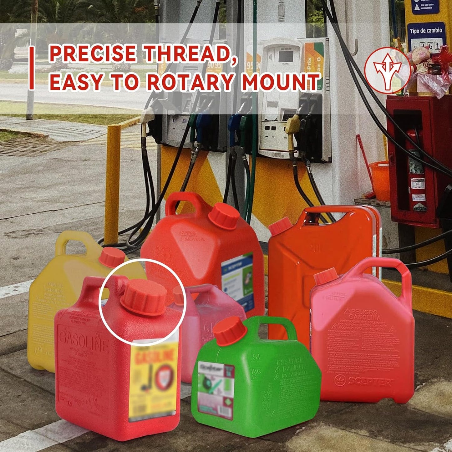 5 Gallon Gas Can Cap Replacement, Coarse Thread Gas Cap for Gasoline, Portable Gas Tank Lid for 5+ Gallon Plastic and Metal Gas Cans, Includes Spout Replacement Old Style(Pack of 4)