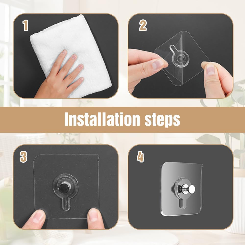 Drill Free Adhesive Hooks,Upgraded Picture Hangers Without Nails,Adhesive Wall Mount Screw Hooks for Hanging,Nail Free Wall Hangers for Kitchen, Bathroom (12 PCS, 2.36 * 2.36 inch)
