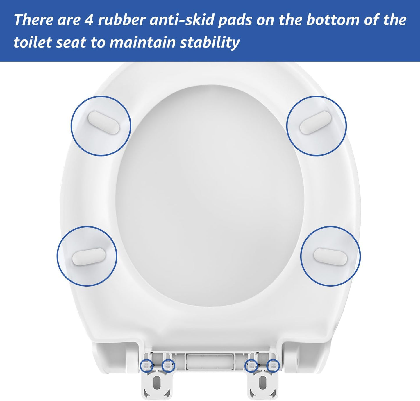 Round Toilet Seat, Standard 16.5” Slow/Soft Close Round Toilet Seat for Round Toilets, No-Slam Quiet-Close Lid, Easy-to-Install, White, Durable Never-Loosen Design