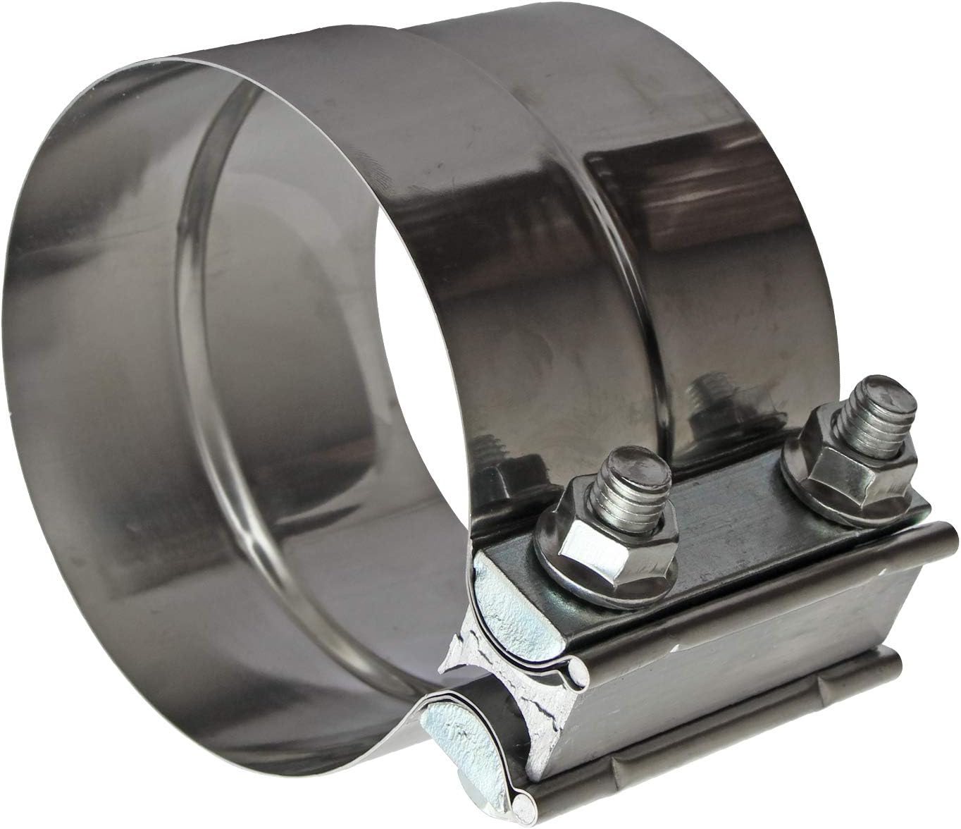 4" Lap Joint Exhaust Band Clamp - Stainless Steel With 1 Block 2Pcs For 4" Od To 4" Id Exhaust Pipe, Muffler, Elbow And Exhaust Tubing Connection(2 Pack)