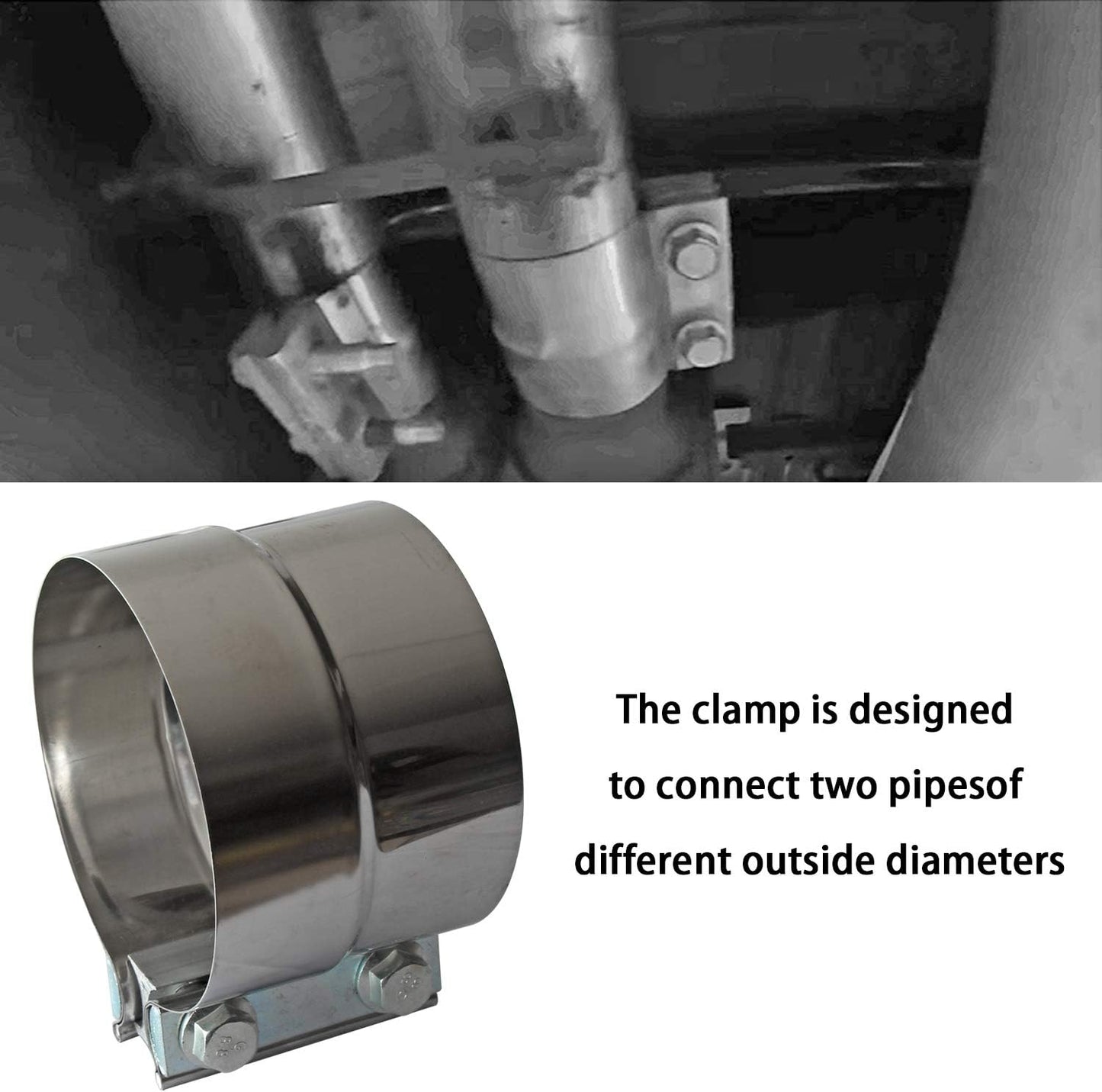 4" Lap Joint Exhaust Band Clamp - Stainless Steel With 1 Block 2Pcs For 4" Od To 4" Id Exhaust Pipe, Muffler, Elbow And Exhaust Tubing Connection(2 Pack)