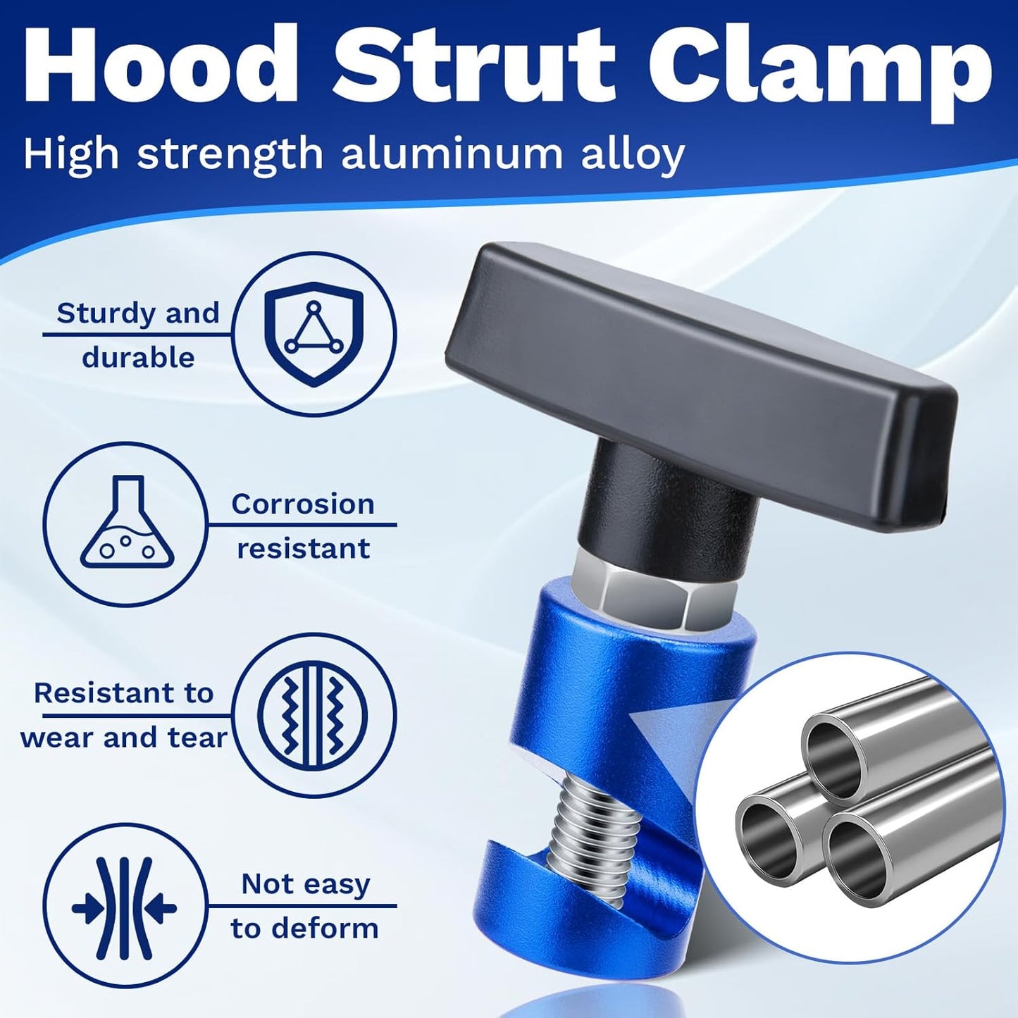 2 PCS Car Hood Prop Struts Clamp, Hood Strut Clamp, Car Lift Support Retaining Clip, 0.43 Inch Hood Lift Support Clip for Car, Automotive Tools for Tailgate Hatch Car Trunk (Blue)