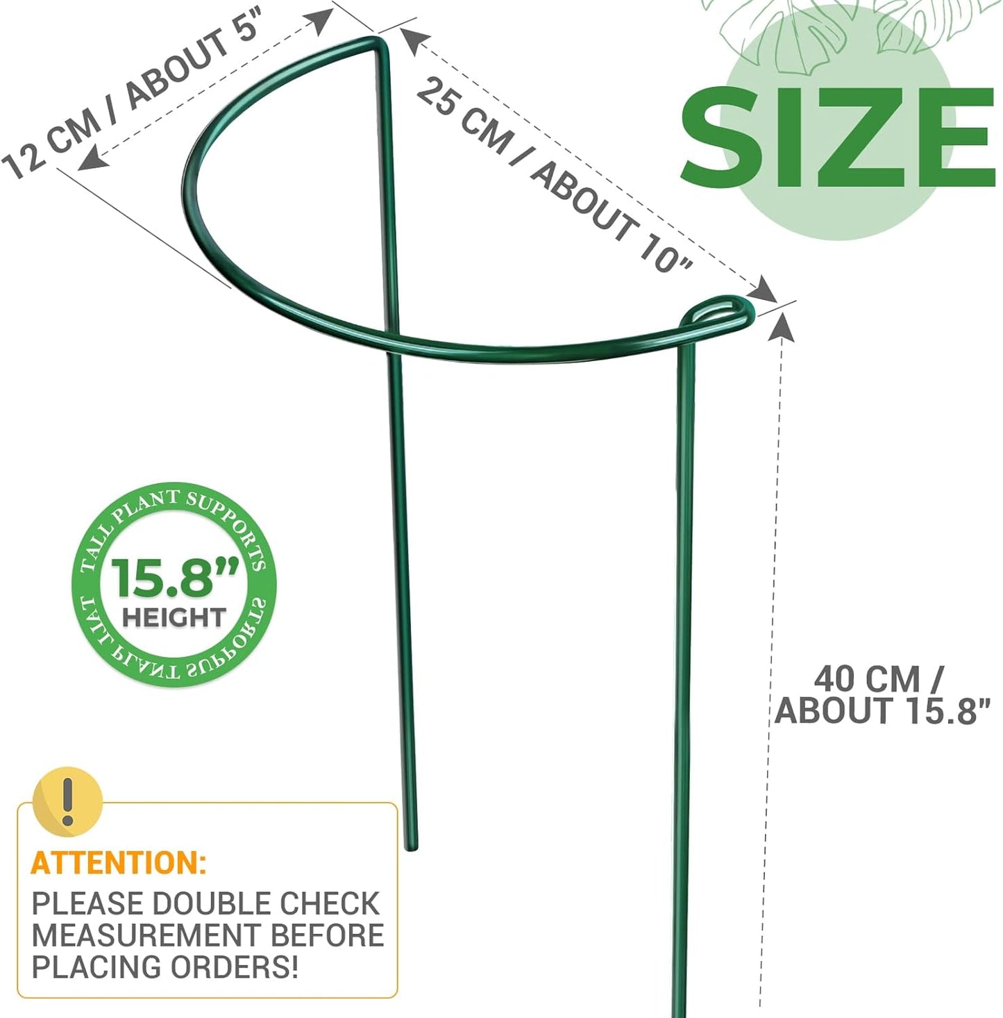 6 Pack Plant Support Plant Stakes, Metal Peony Support, Garden Plant Supports, Plant Cage, Plant Support Ring, Plant Support Stakes for Peony, Tomato, Hydrangea, Indoor Plants, 9.8 W x 15.7 H