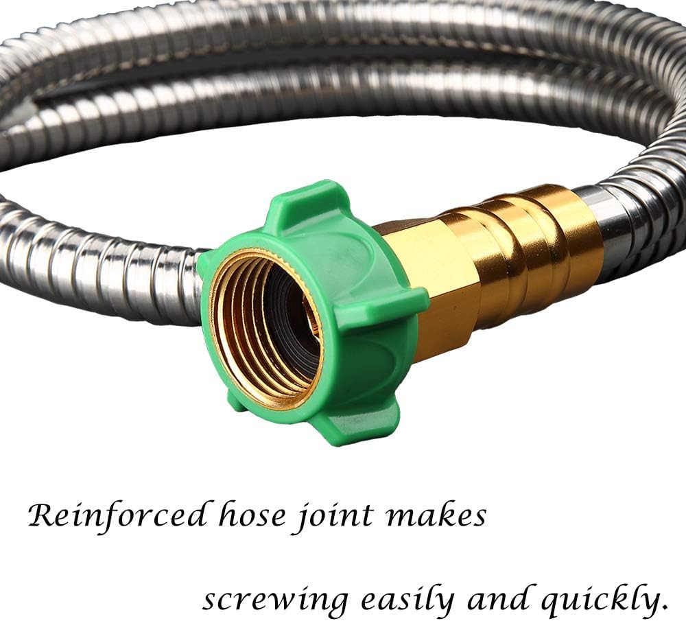 304 Stainless Steel Metal 3FT Short Garden Hose 3 Feet Flexible, Portable & Lightweight Kink Free Garden Water Outdoor Hose