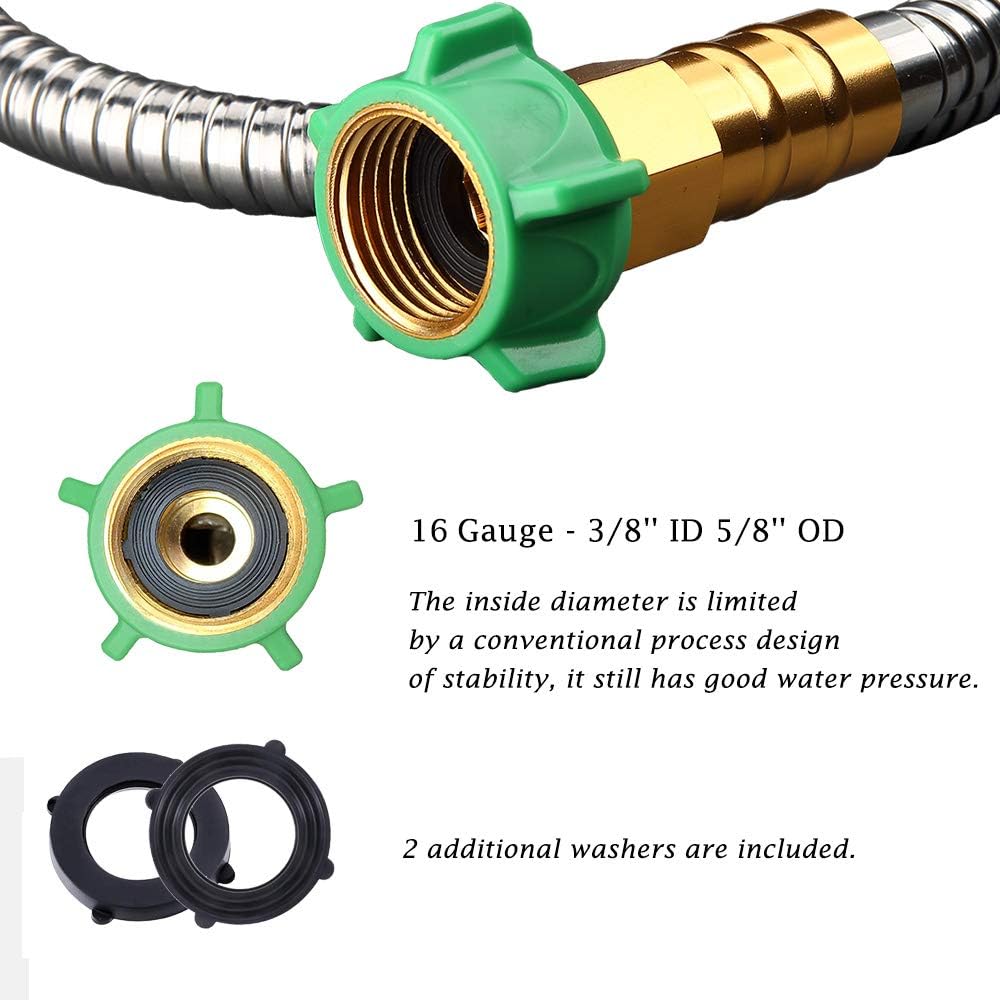 304 Stainless Steel Metal 3FT Short Garden Hose 3 Feet Flexible, Portable & Lightweight Kink Free Garden Water Outdoor Hose