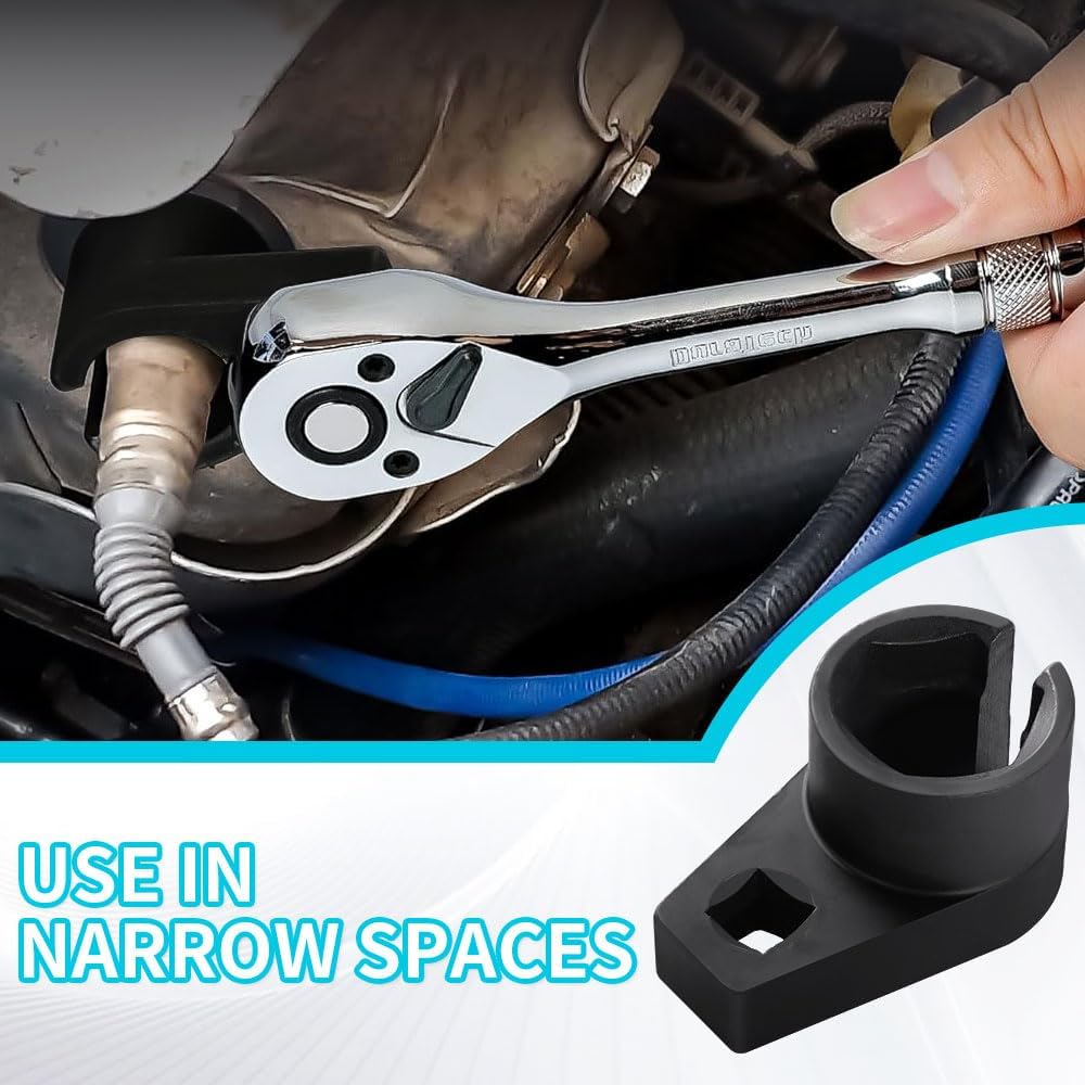 Offset O2 Sensor Socket, 7/8-Inch (22mm) with 3/8-Inch Drive, Universal Fit for Vehicle Oxygen Sensor Removal