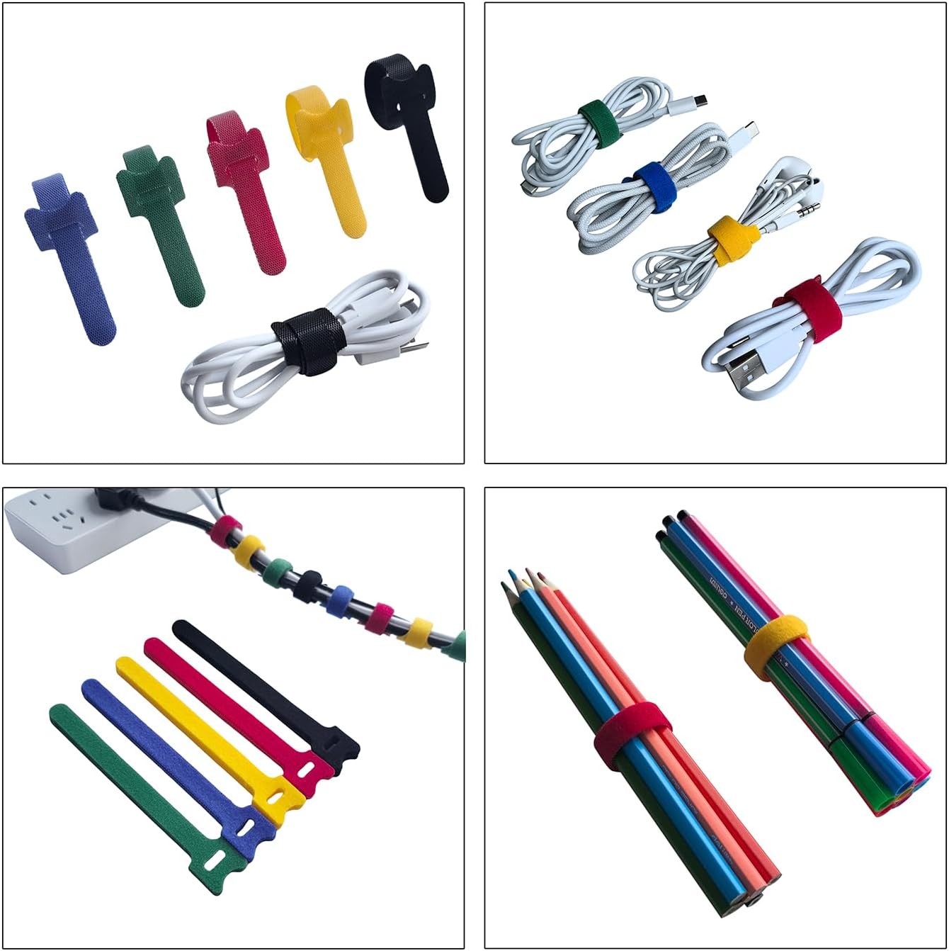 6 Inches Multi-Colour Reusable Cable Ties Cord Straps Multi-Purpose Wire Ties Cord Wrap Hook and Loop Organizer Cable Management,Adjustable Cord Ties for Organizing Home,Office,Data Centers,80 PCS