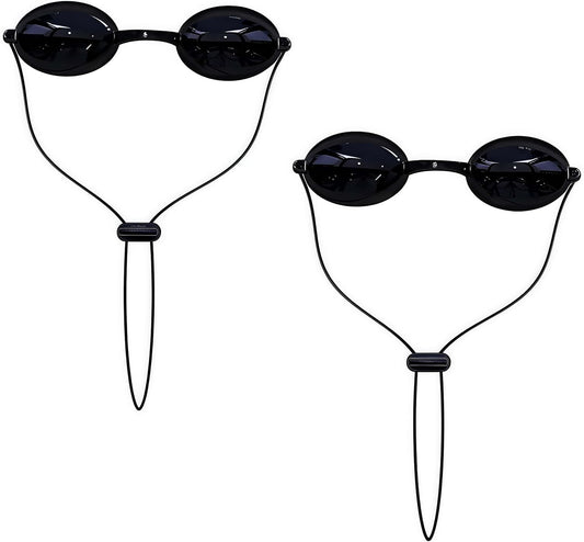 See-Through Safety Goggles Pack of 2, Transparent Safety Glasses for Tanning Use, and Half-clear Eye Protection, 2 Separate Storage Cases Included