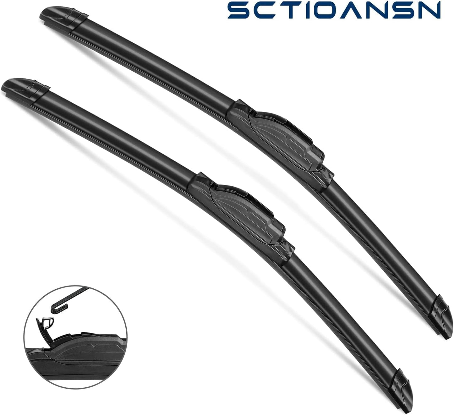 2Pcs Windshield Wipers-22" + 22" Premium All-Seasons Auto Windshield Wiper Blades for My Car (Set of 2)-J-Hook