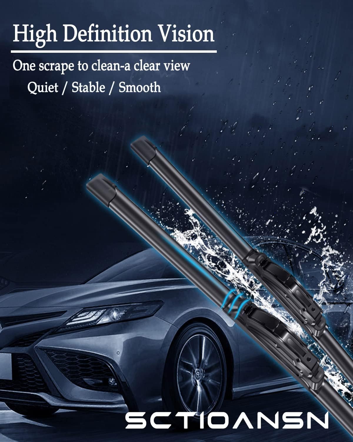 2Pcs Windshield Wipers-22" + 22" Premium All-Seasons Auto Windshield Wiper Blades for My Car (Set of 2)-J-Hook