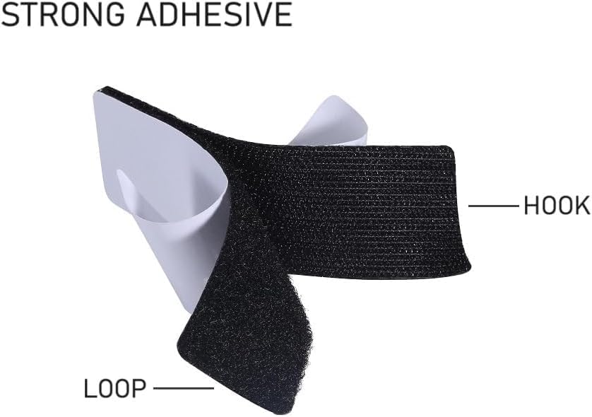 20 Sets 1x4 Inch Hook and Loop Fastener Strips with Adhesive Heavy Duty Double Sided Sticky Picture Hanging Wall Mounting Tape for Home and Office Use, Black